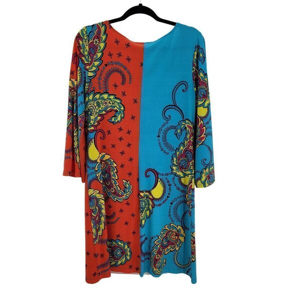 Muse Retro‎ 60's Dress S Multicolor Color Blocked Paisley Bell Sleeve Swing GoGo - Picture 9 of 13